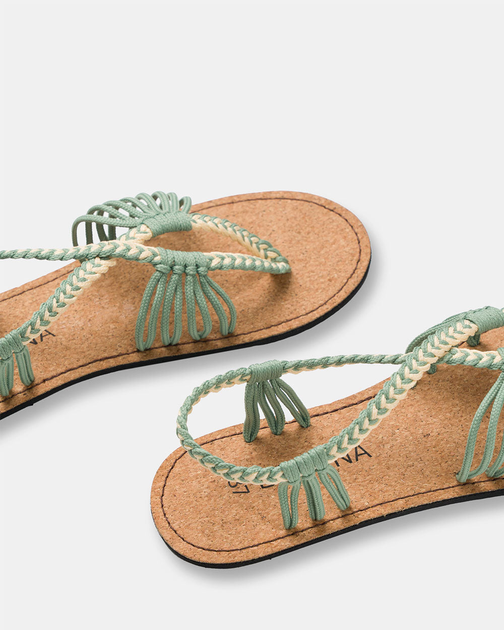 Bokyna Pistachio cork sandals for women